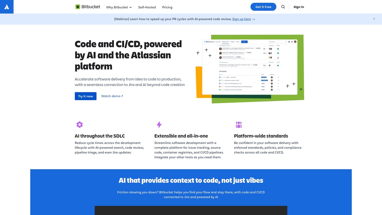 Screenshot of Atlassian Bitbucket website