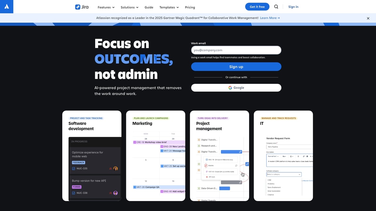 Screenshot of Atlassian Jira website