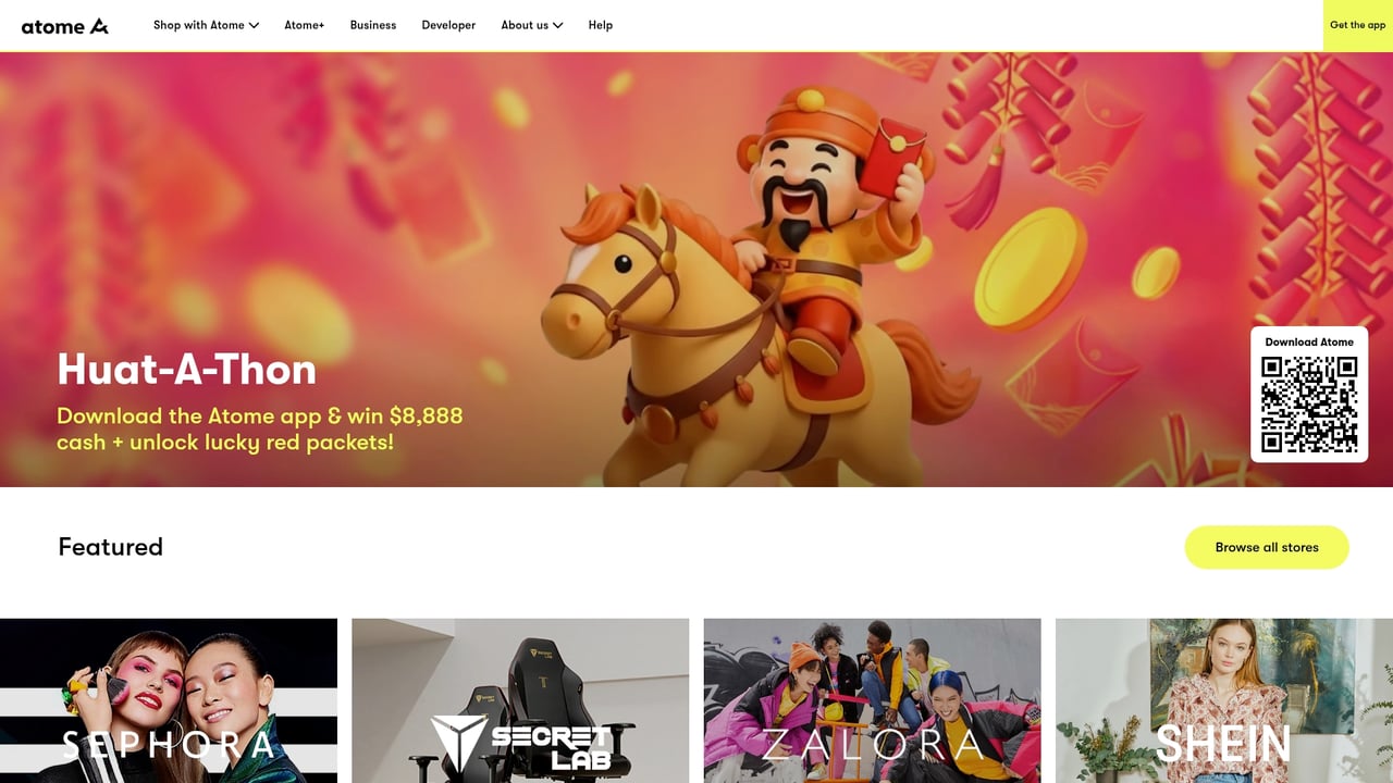 Screenshot of Atome website