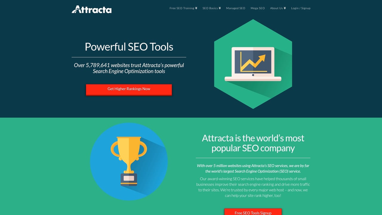 Screenshot of Attracta website