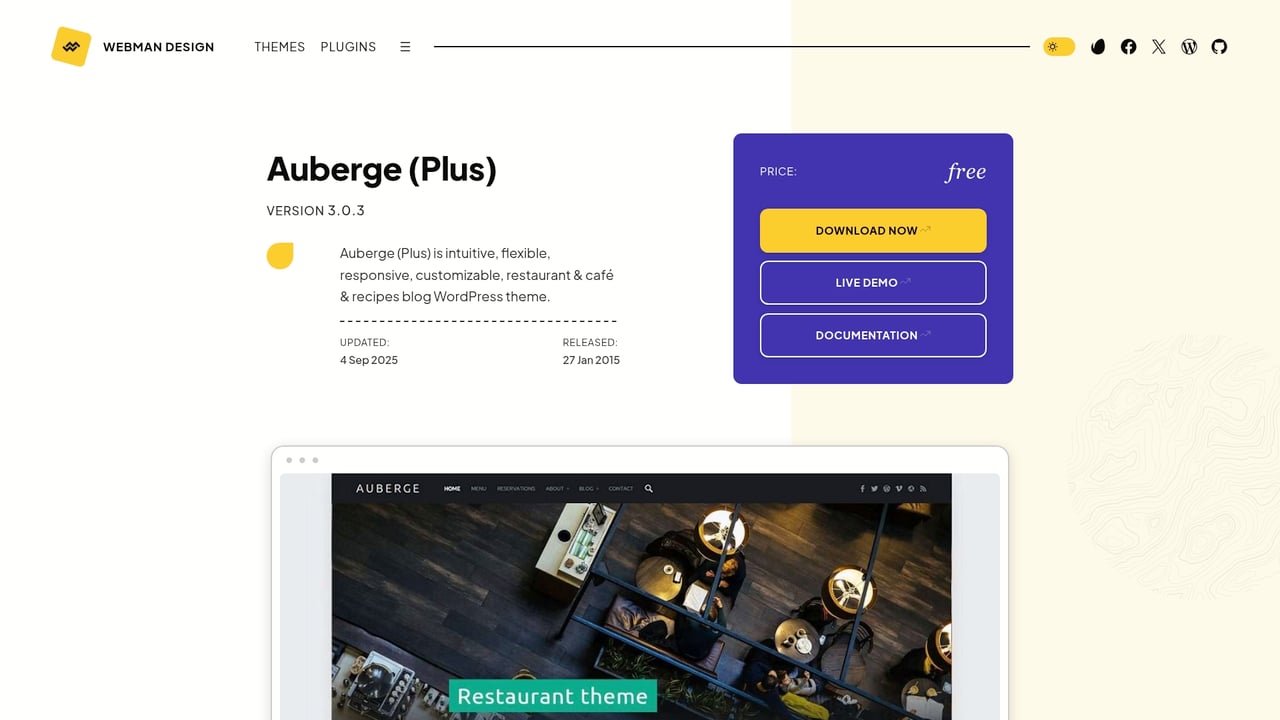 Screenshot of Auberge website