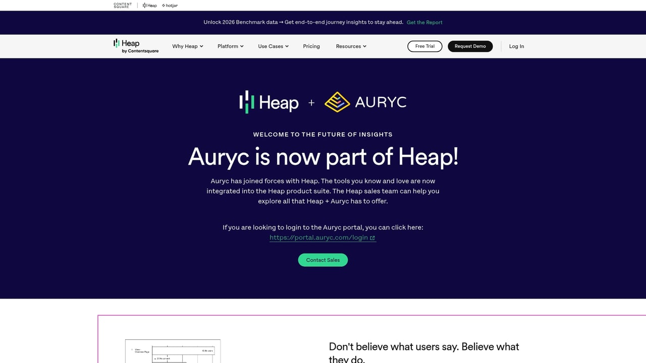 Screenshot of Auryc website