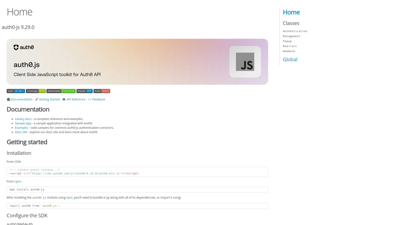 Screenshot of Auth0 website