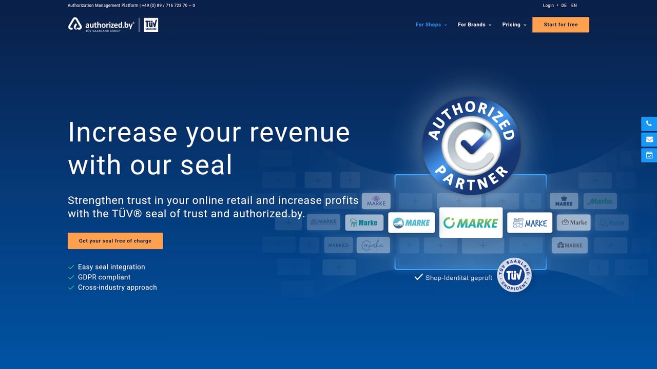 Screenshot of authorized.by website