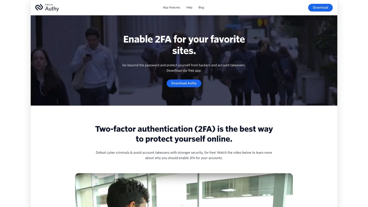 Screenshot of Authy website