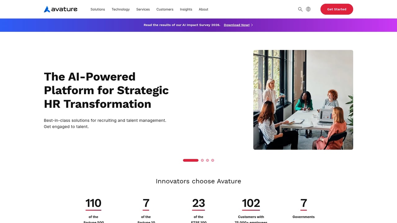 Screenshot of Avature website