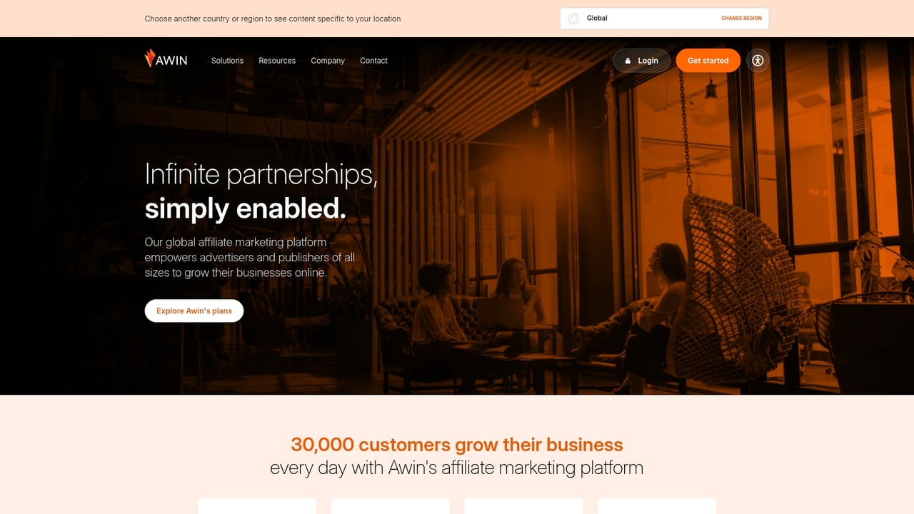 Screenshot of AWIN website