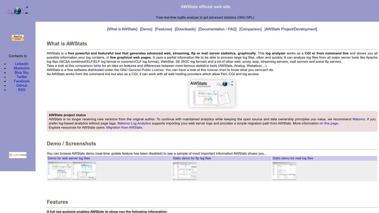Screenshot of AWStats website