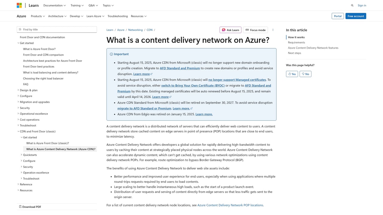 Screenshot of Azure Edge Network website