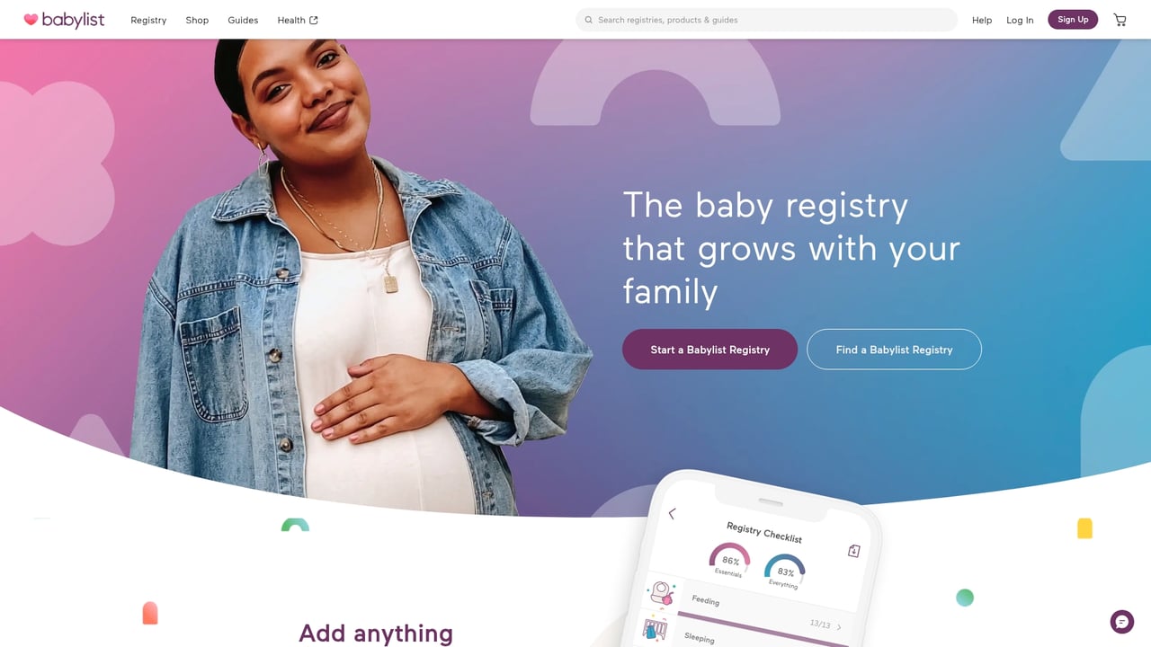 Screenshot of Babylist website