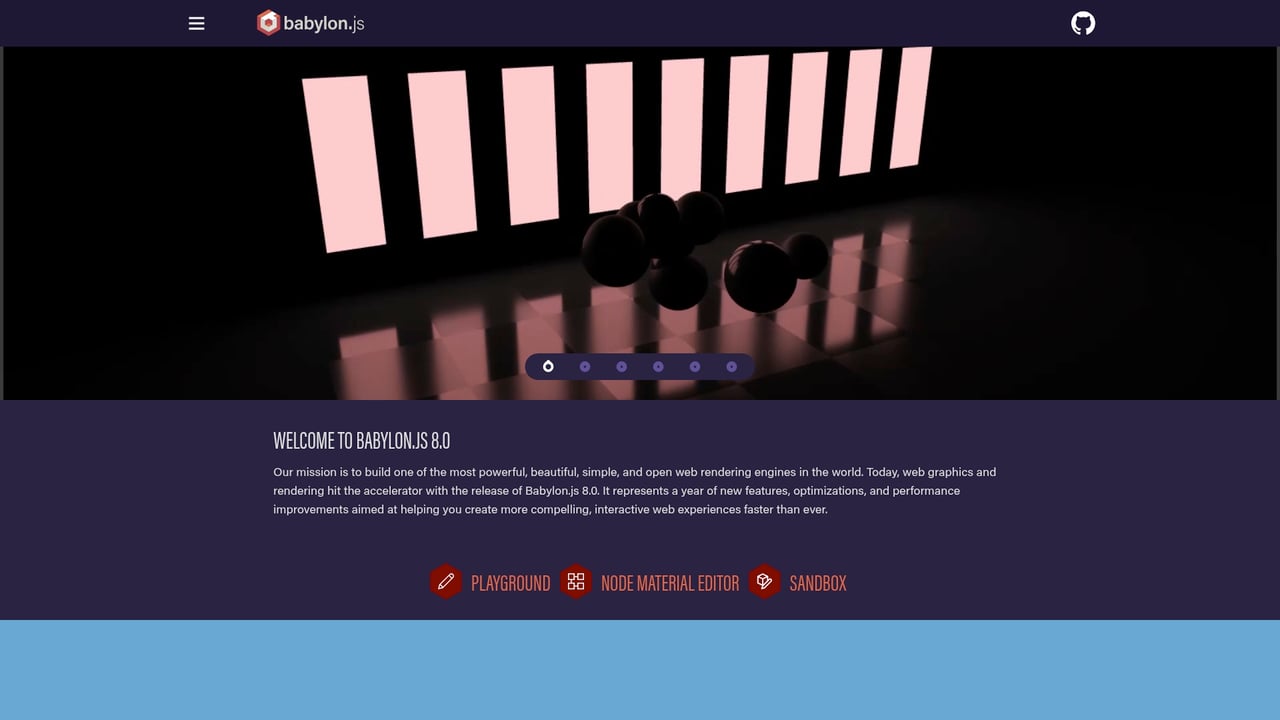 Screenshot of Babylon.js website