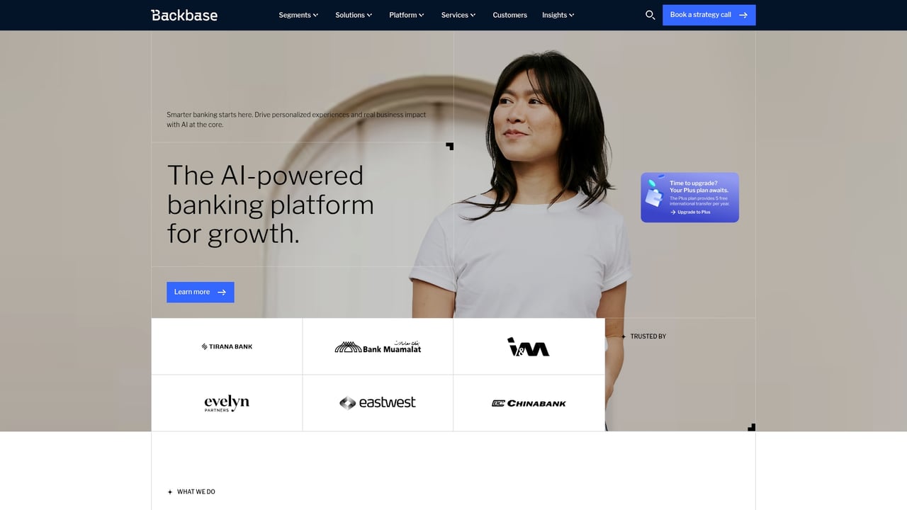 Screenshot of Backbase website