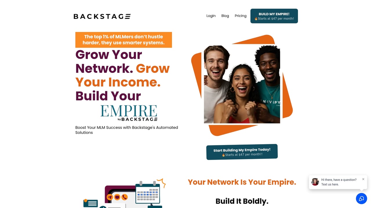 Screenshot of Backstage website