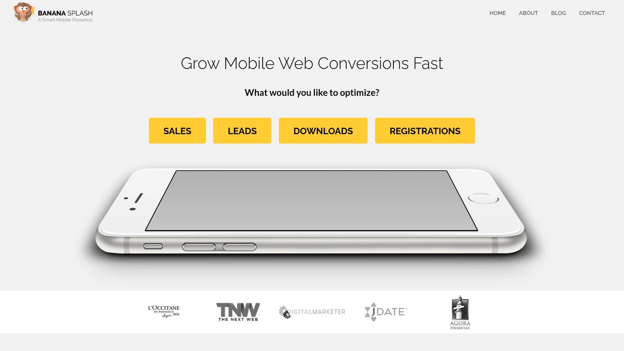 Screenshot of Banana Splash website