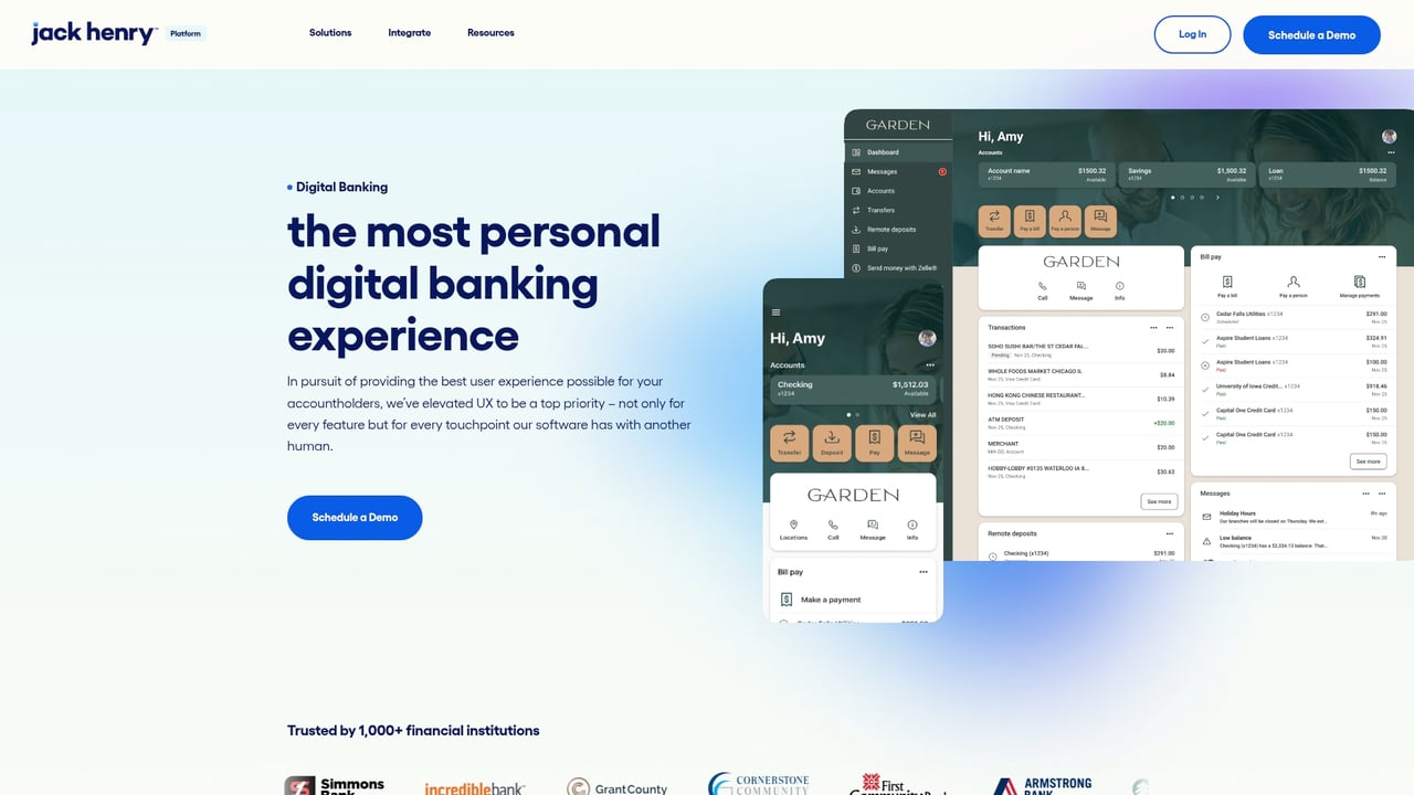 Screenshot of Banno Banking website