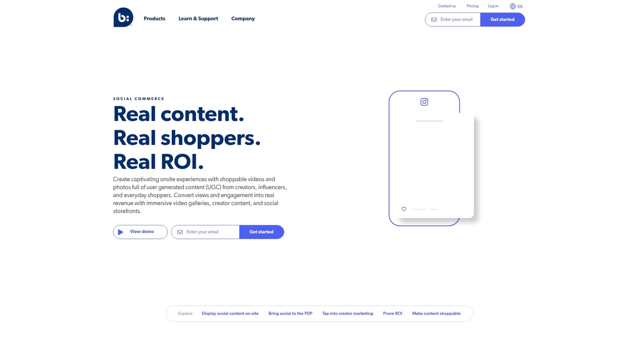 Screenshot of Bazaarvoice Curation website
