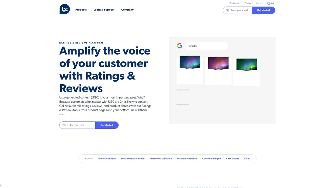 Screenshot of Bazaarvoice Reviews website