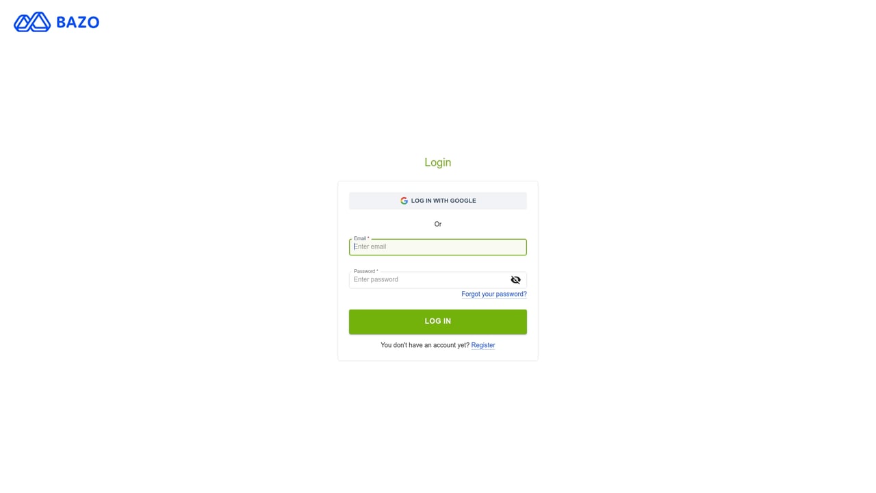 Screenshot of Bazo website