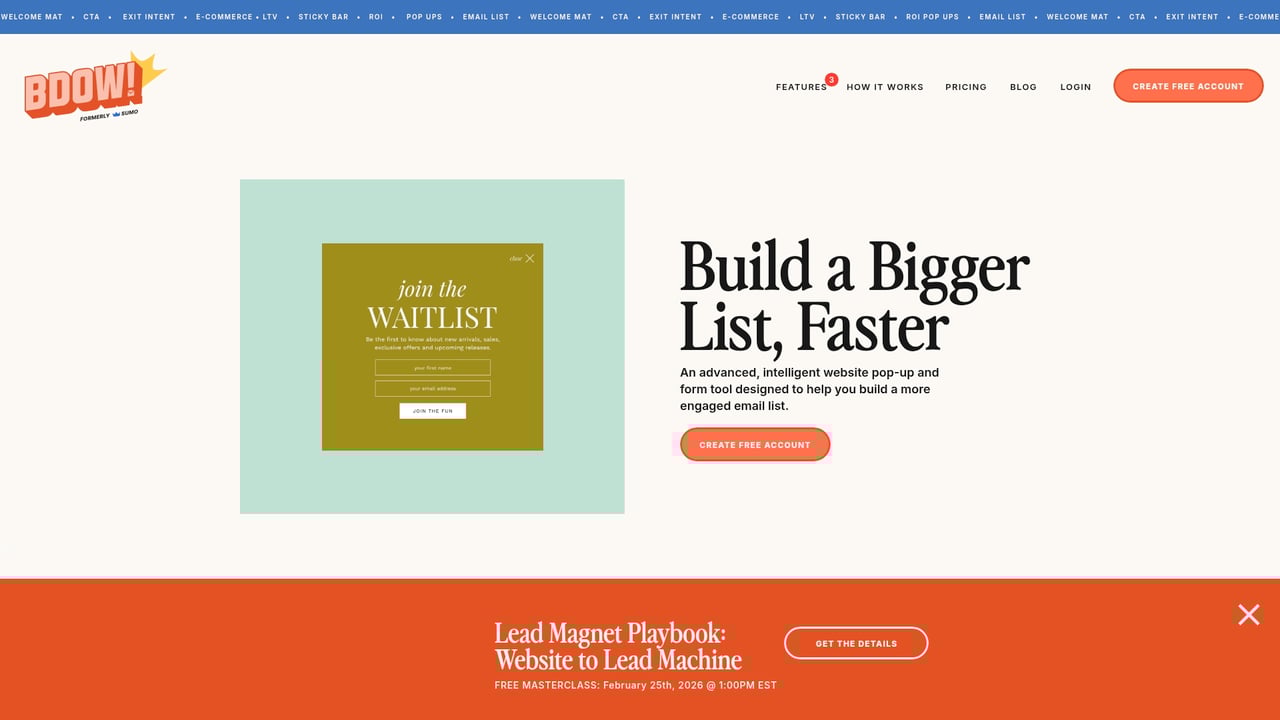 Screenshot of BDOW website