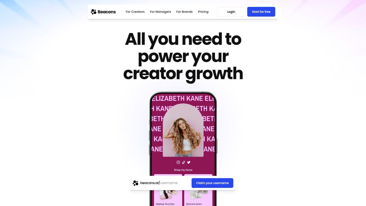 Screenshot of Beacons website