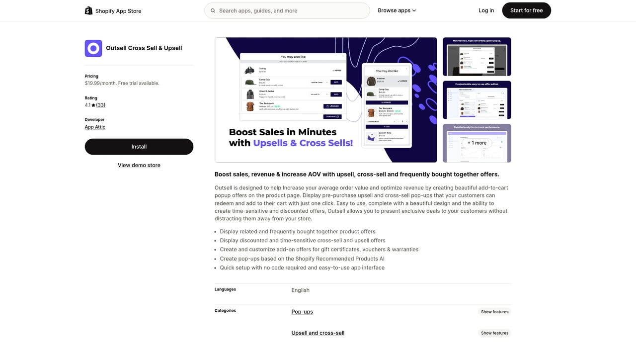 Screenshot of Beam OutSell website