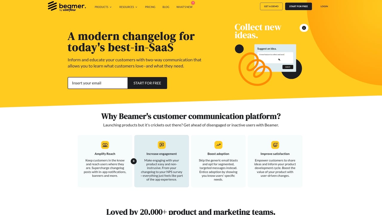 Screenshot of Beamer website