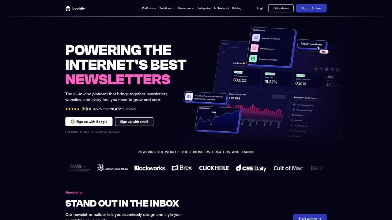 Screenshot of Beehiiv RSS feed website