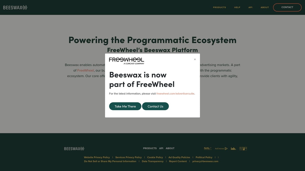 Screenshot of Beeswax website