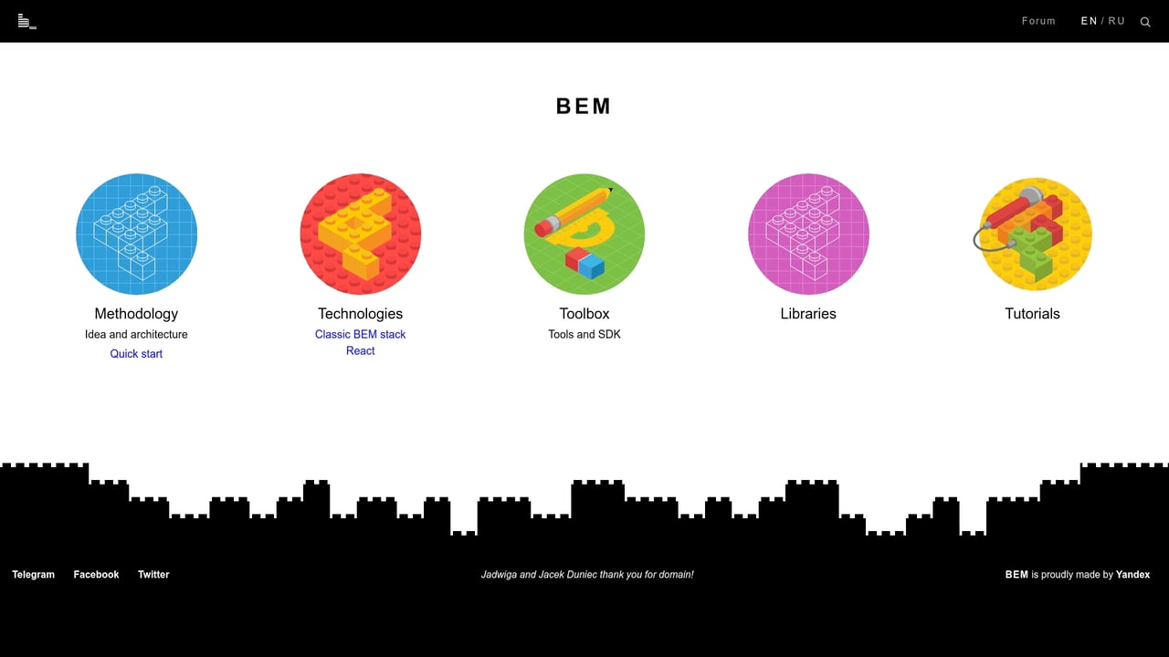 Screenshot of BEM website