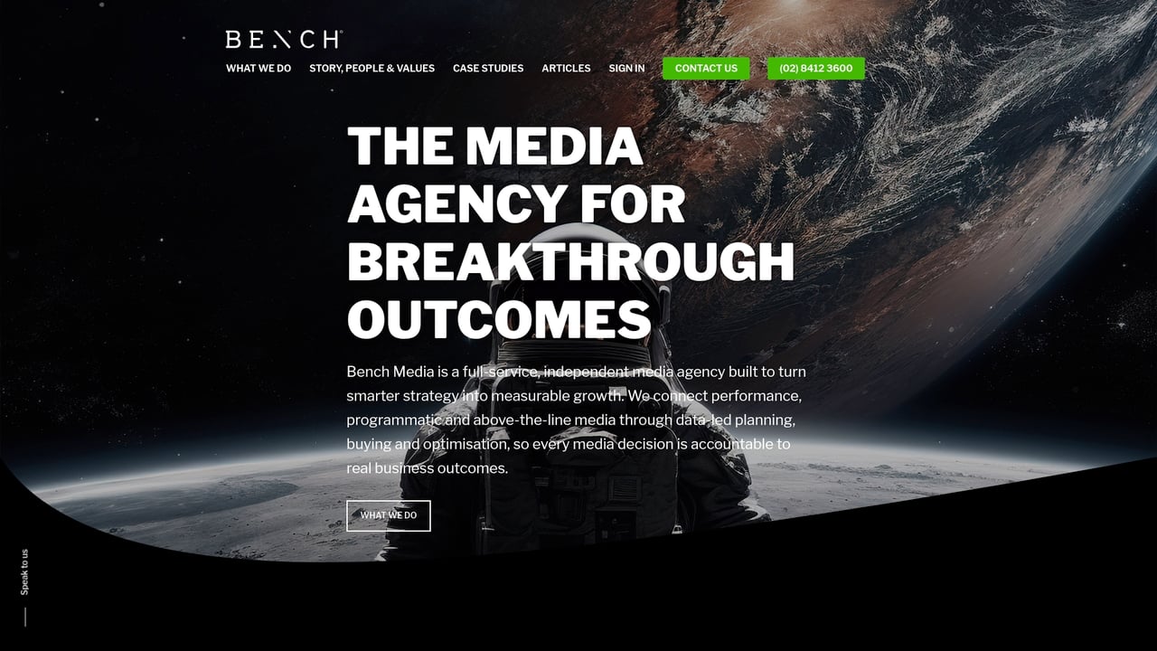 Screenshot of Bench website