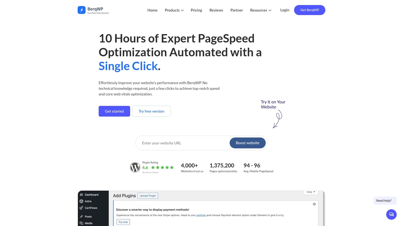 Screenshot of BerqWP website