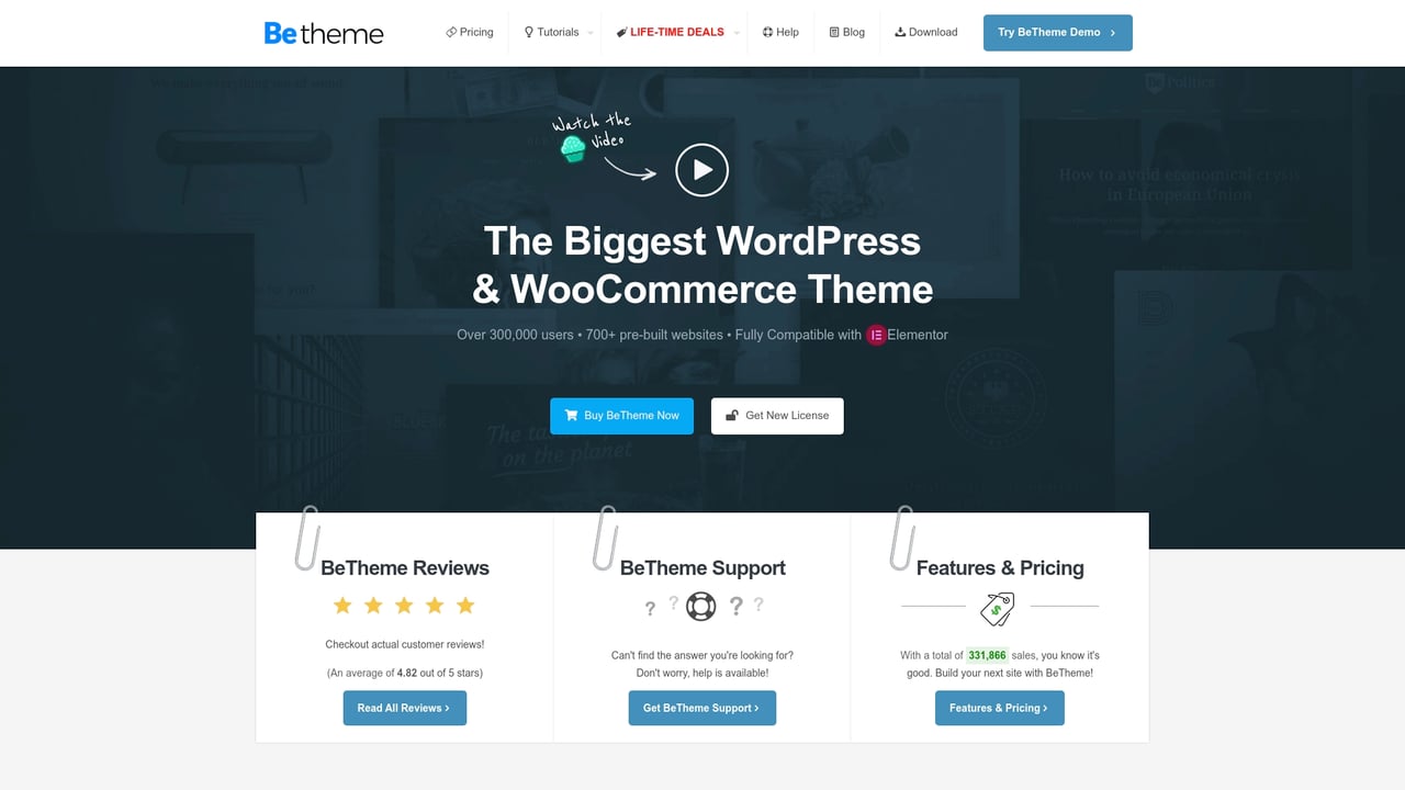 Screenshot of BeTheme website