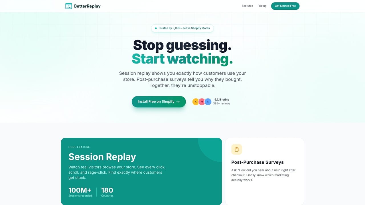 Screenshot of Better Replay website