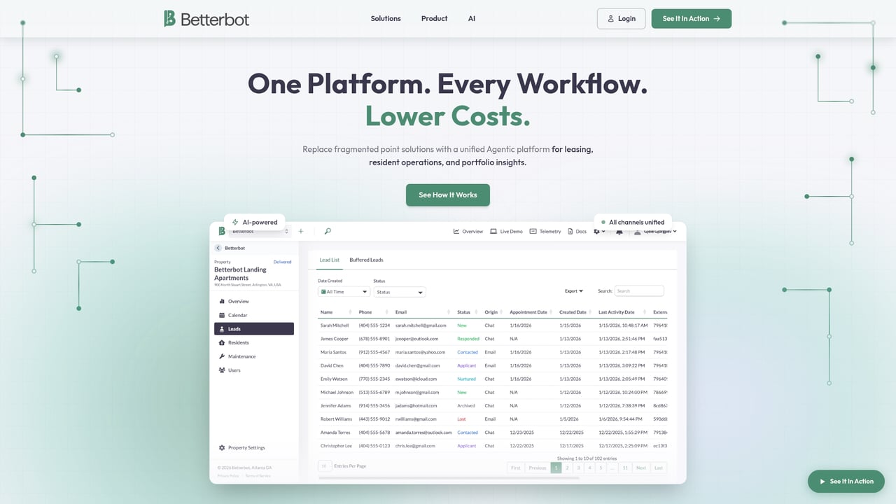 Screenshot of BetterBot website