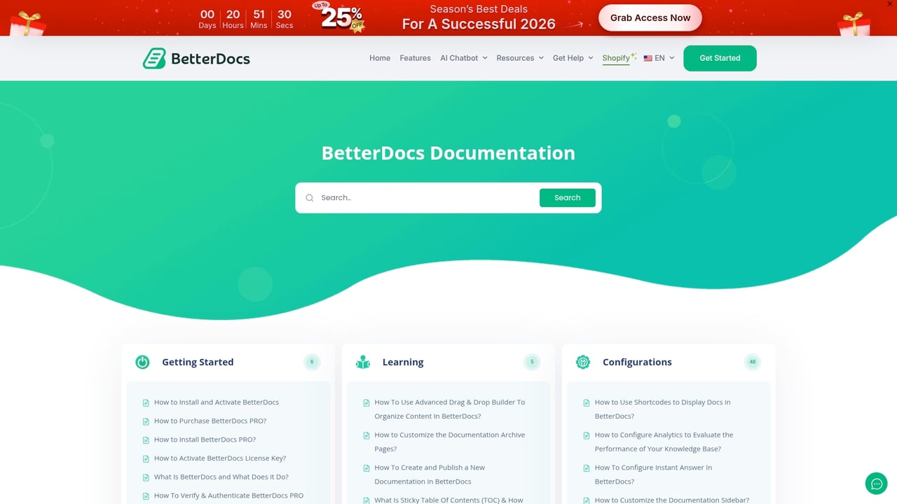Screenshot of BetterDocs plugin website