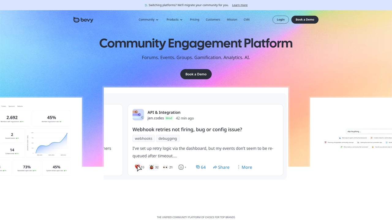 Screenshot of Bevy website