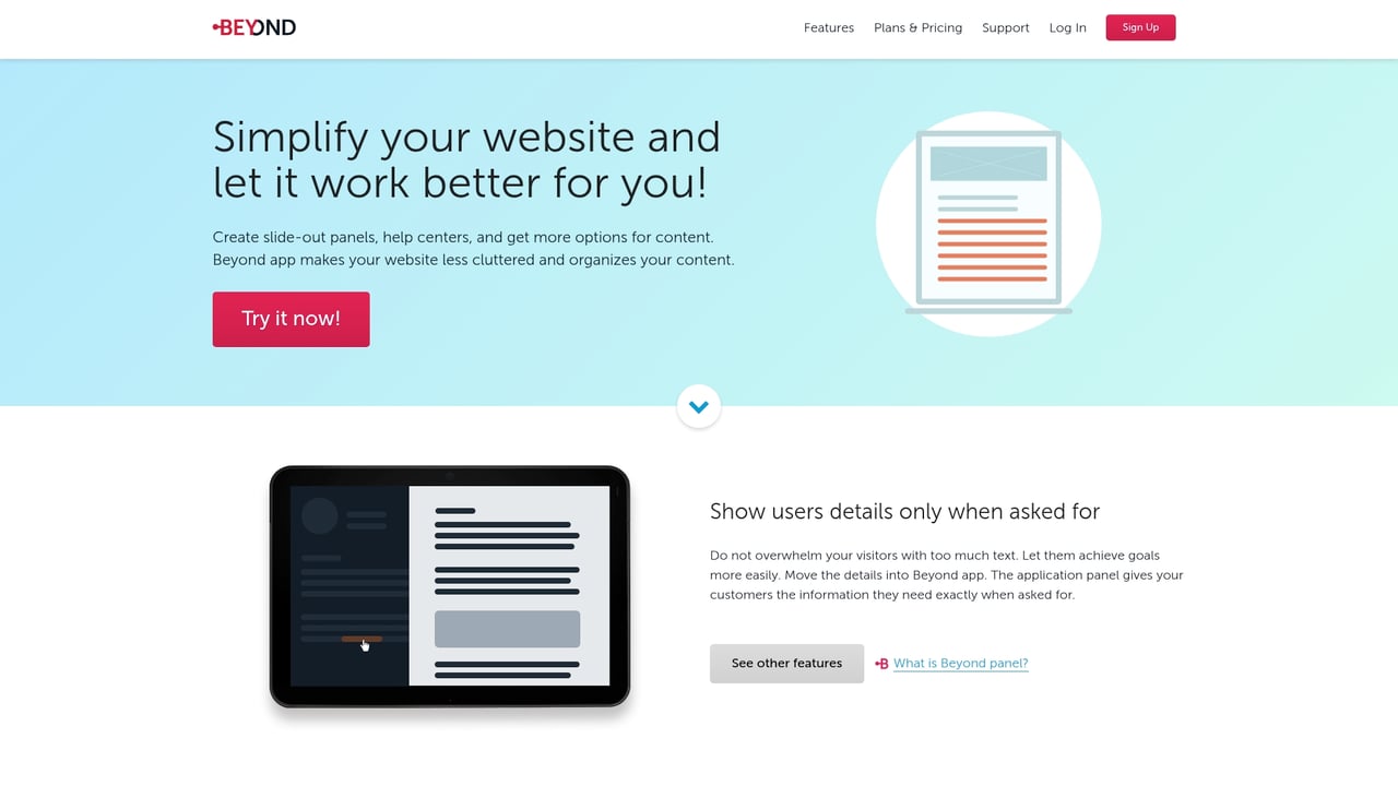 Screenshot of Beyond website