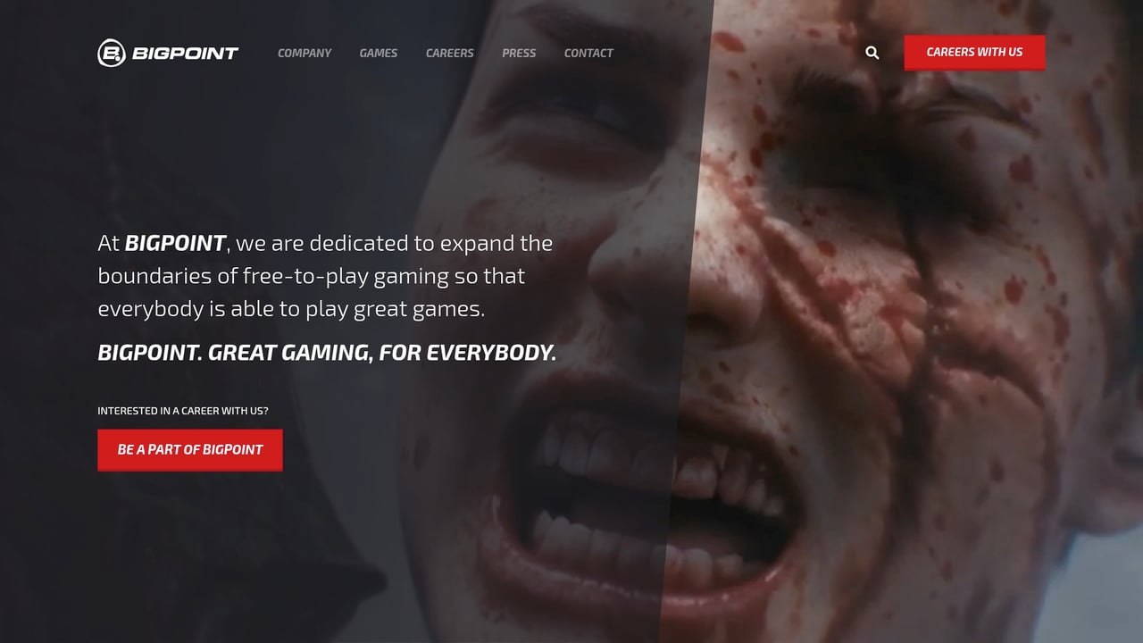 Screenshot of BigPoint website