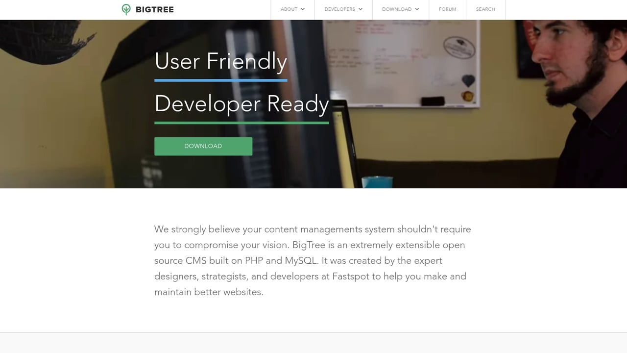Screenshot of BigTree CMS website