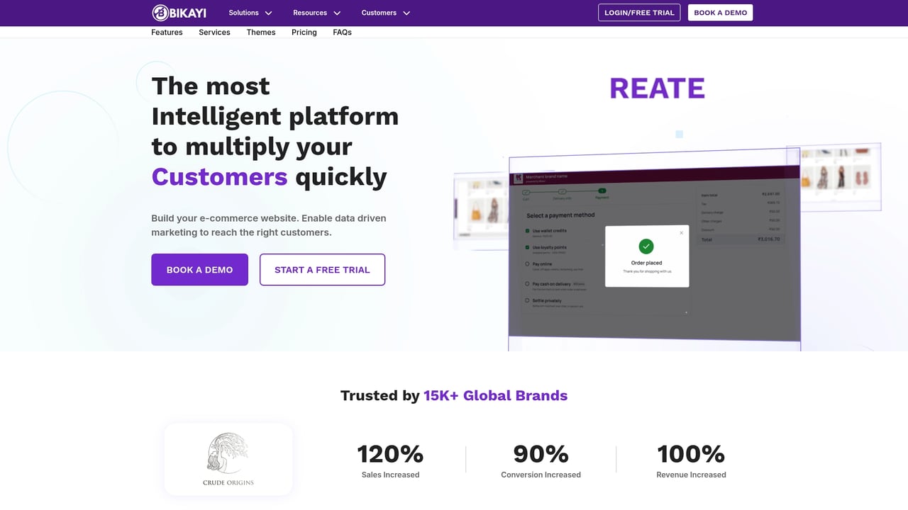 Screenshot of Bikayi website