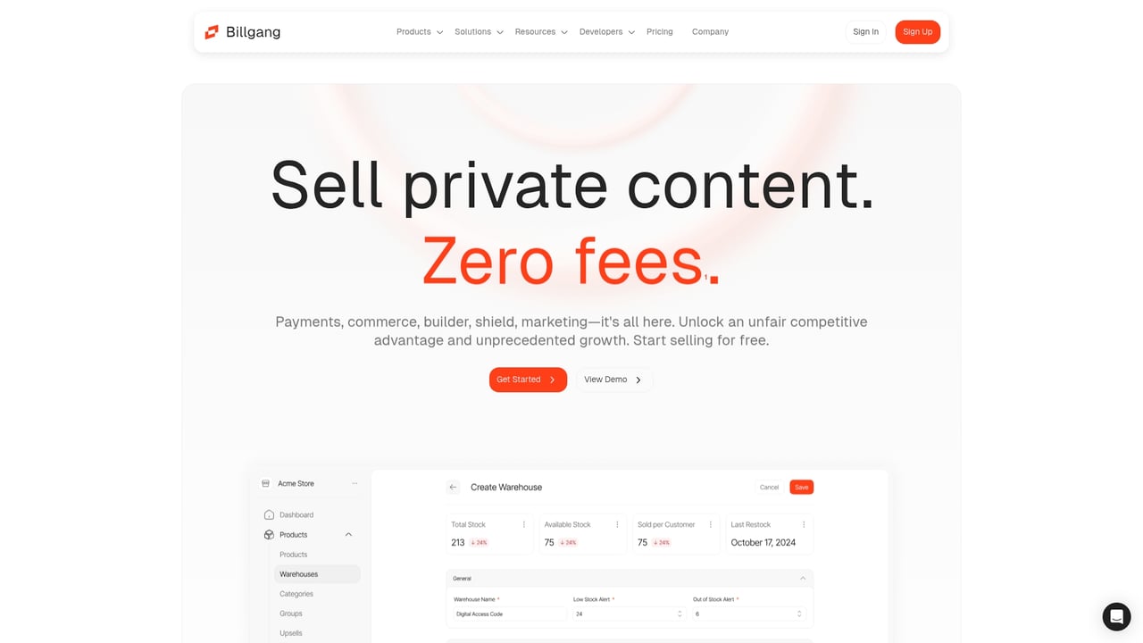 Screenshot of Billgang website