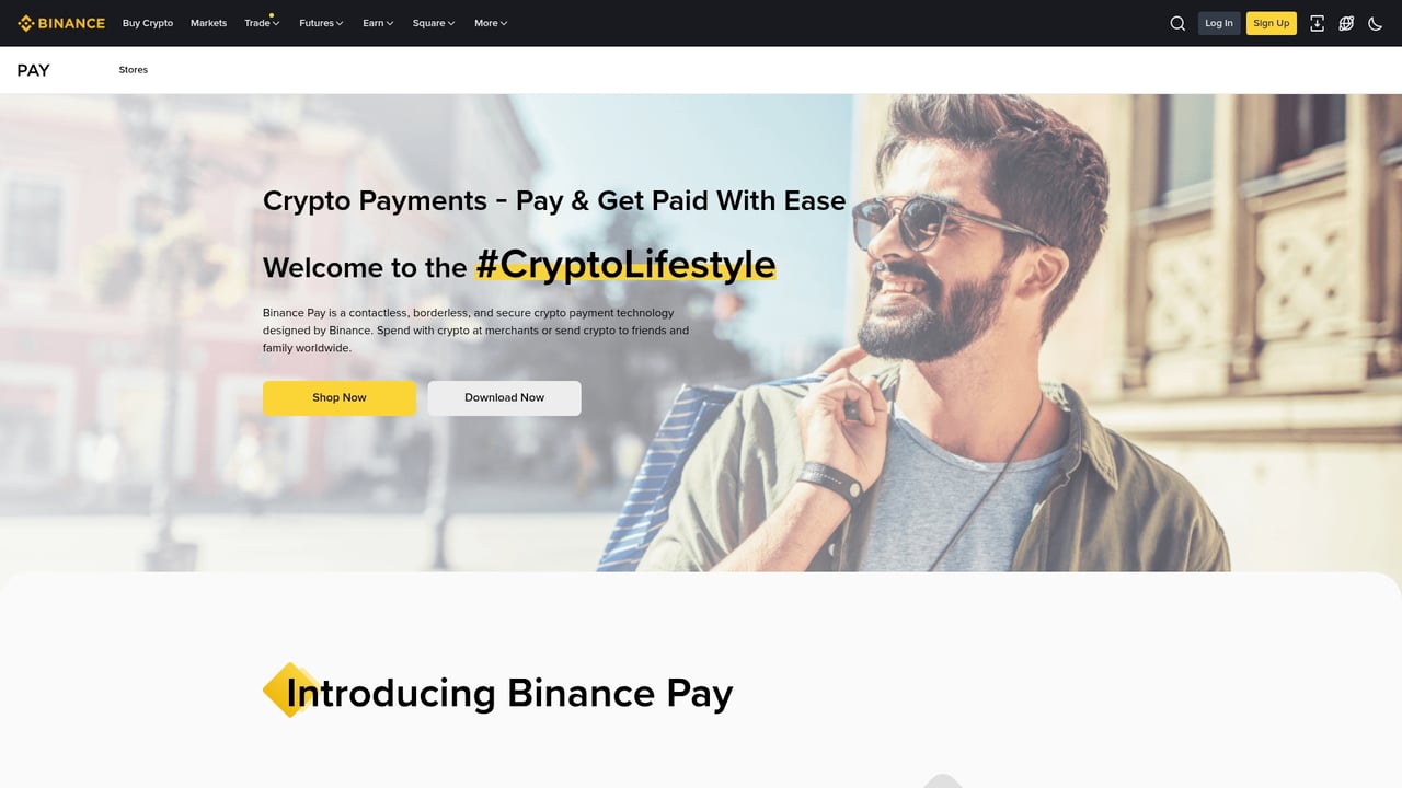 Screenshot of Binance Pay website