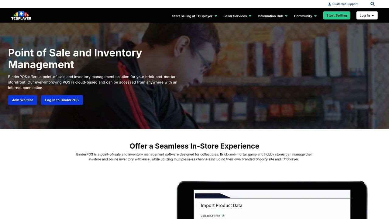 Screenshot of BinderPOS website