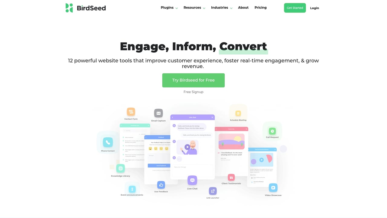Screenshot of BirdSeed website