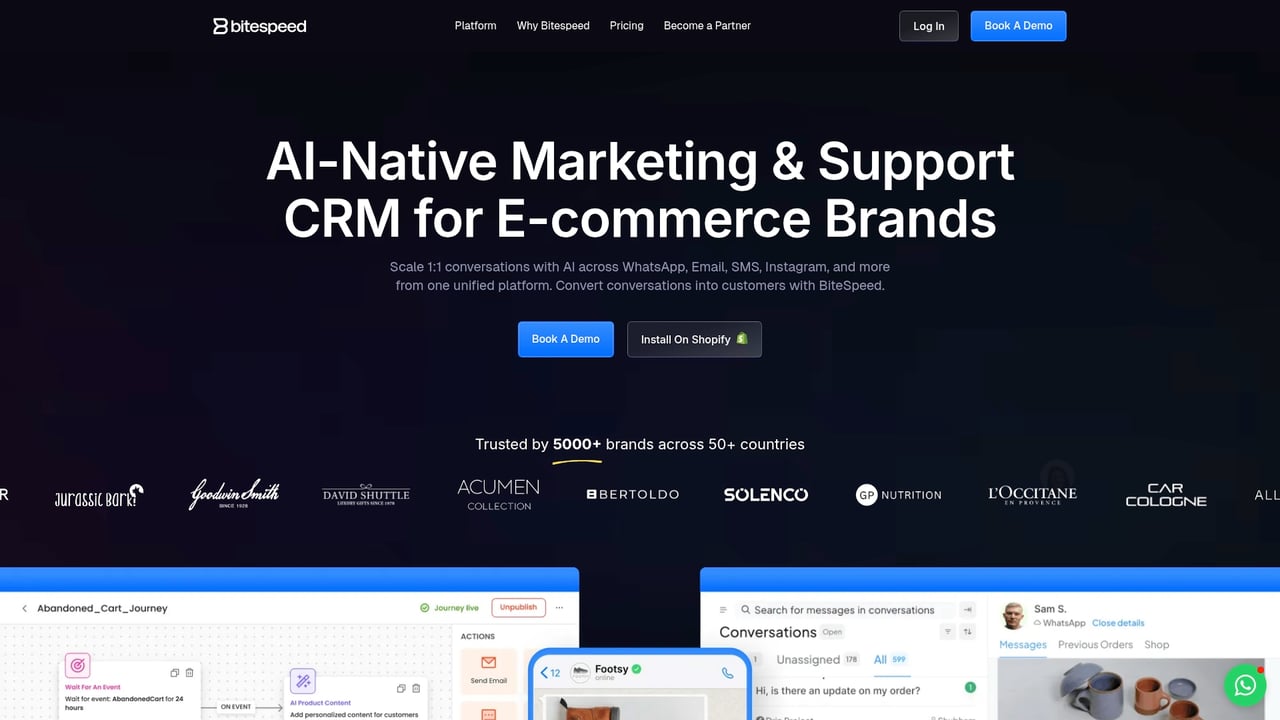 Screenshot of BiteSpeed website