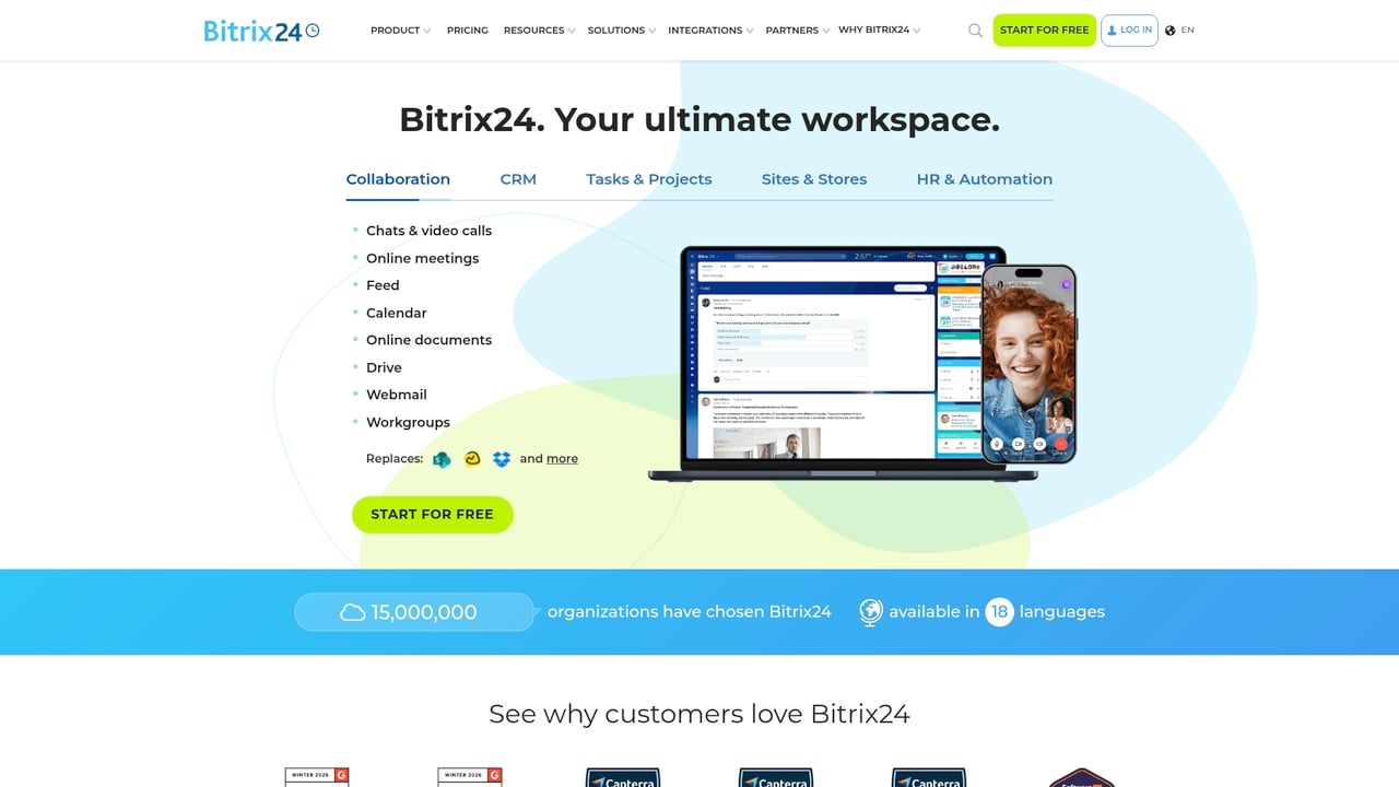 Screenshot of Bitrix24 website