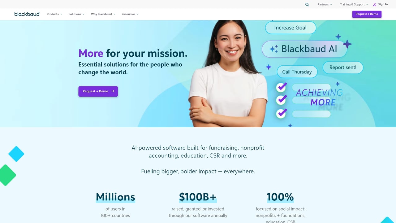 Screenshot of Blackbaud CRM website