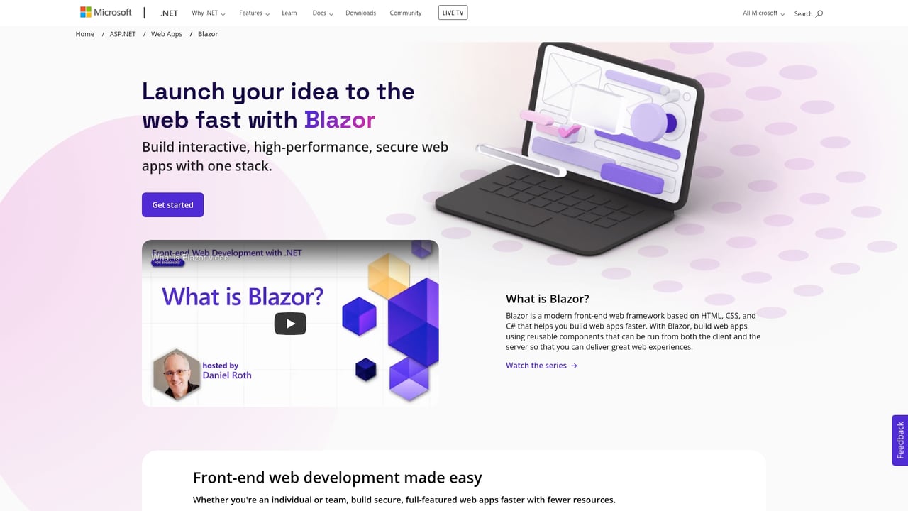 Screenshot of Blazor website