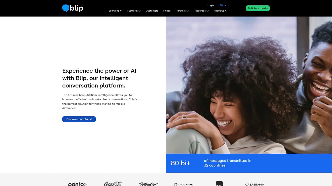 Screenshot of Blip website