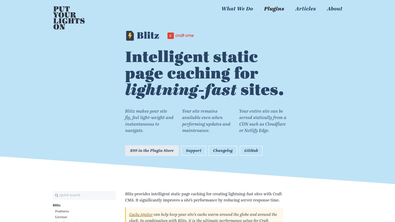 Screenshot of Blitz website